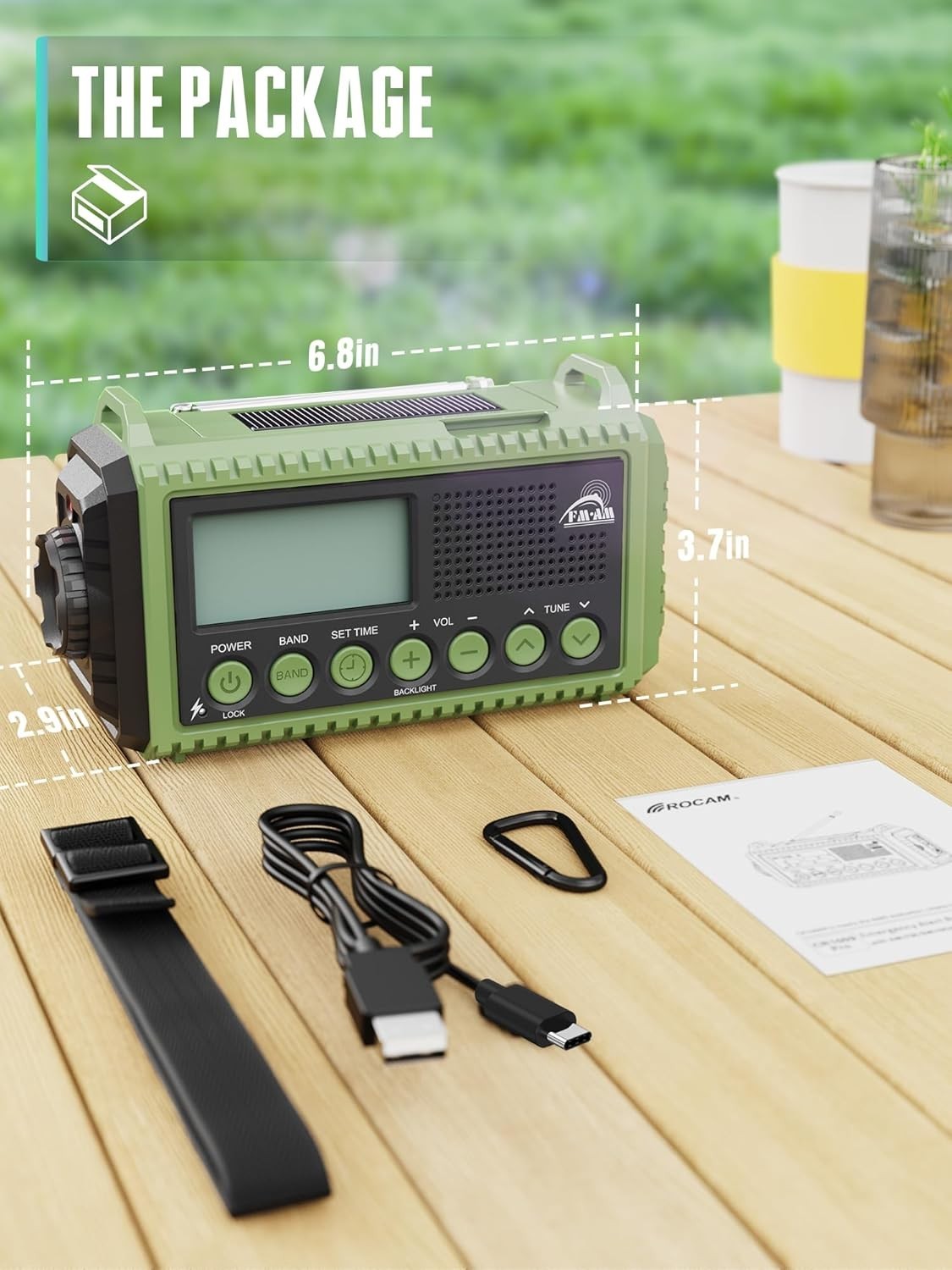 Emergency Wind Up Solar Radio AM/FM/SW 12000mAh Waterproof Torch