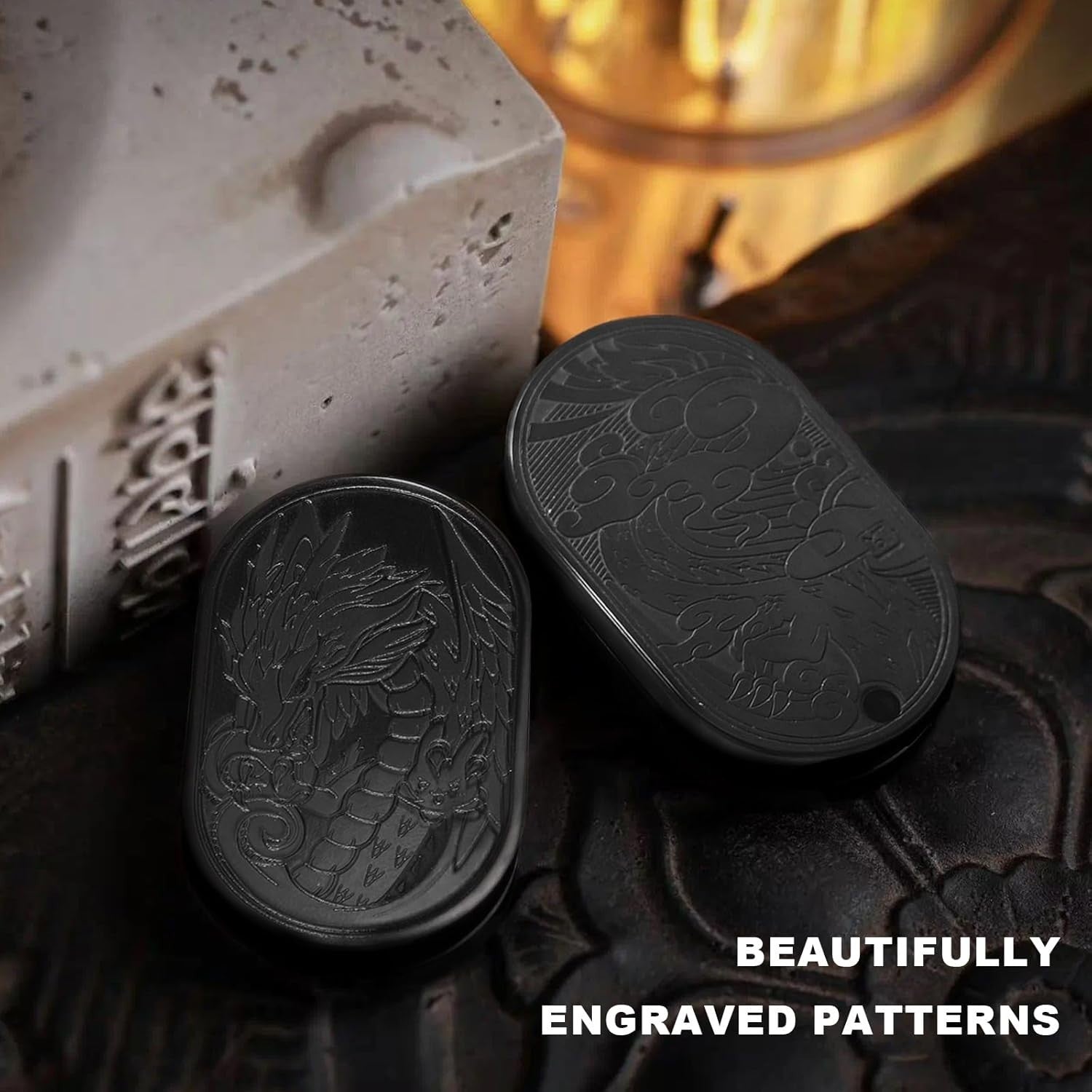 Black Steel Dragon Fidget Slider Ratchet Clicker Stress EDC
