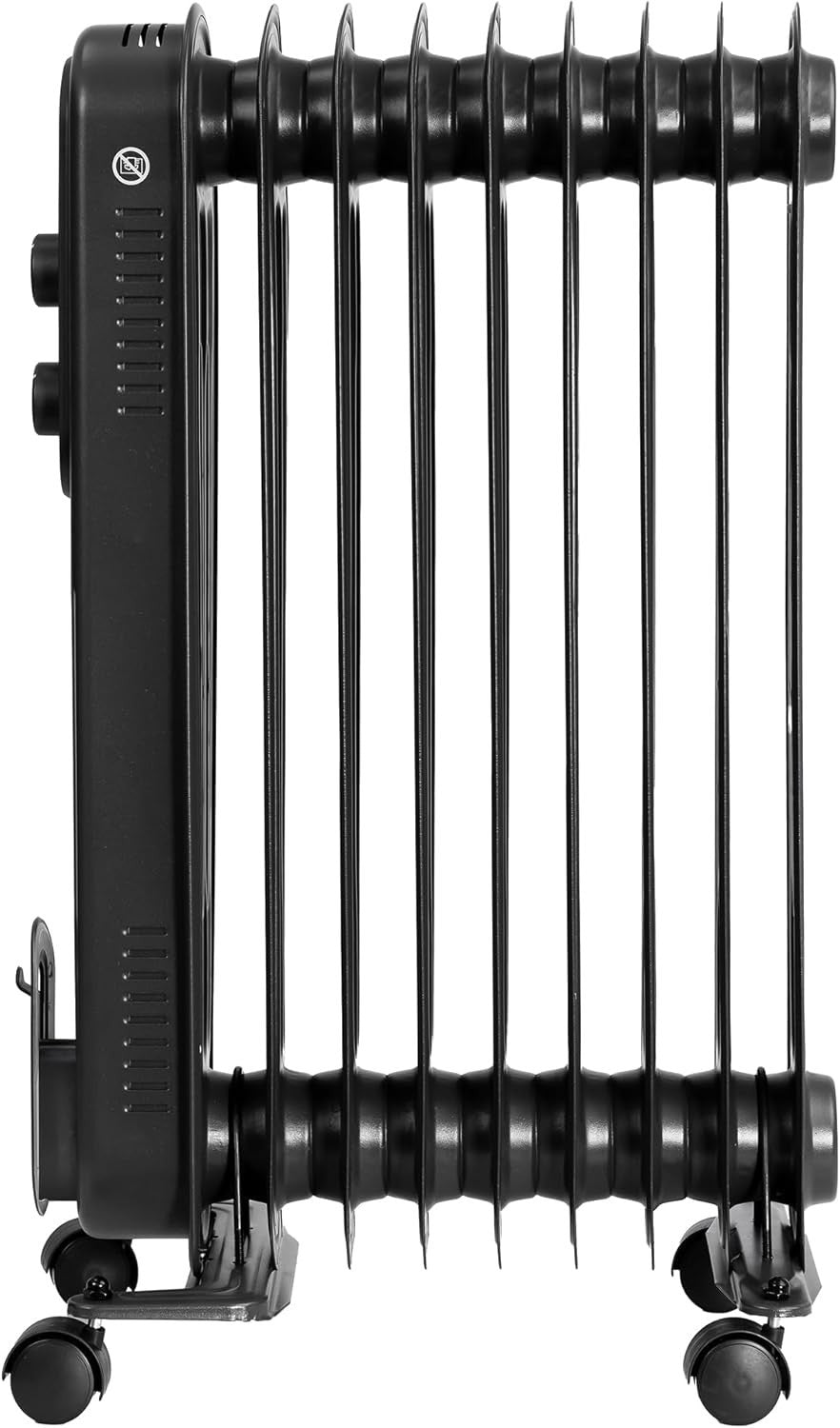 2000W 9-Fin Oil Filled Portable Radiator Heater Black with Thermostat