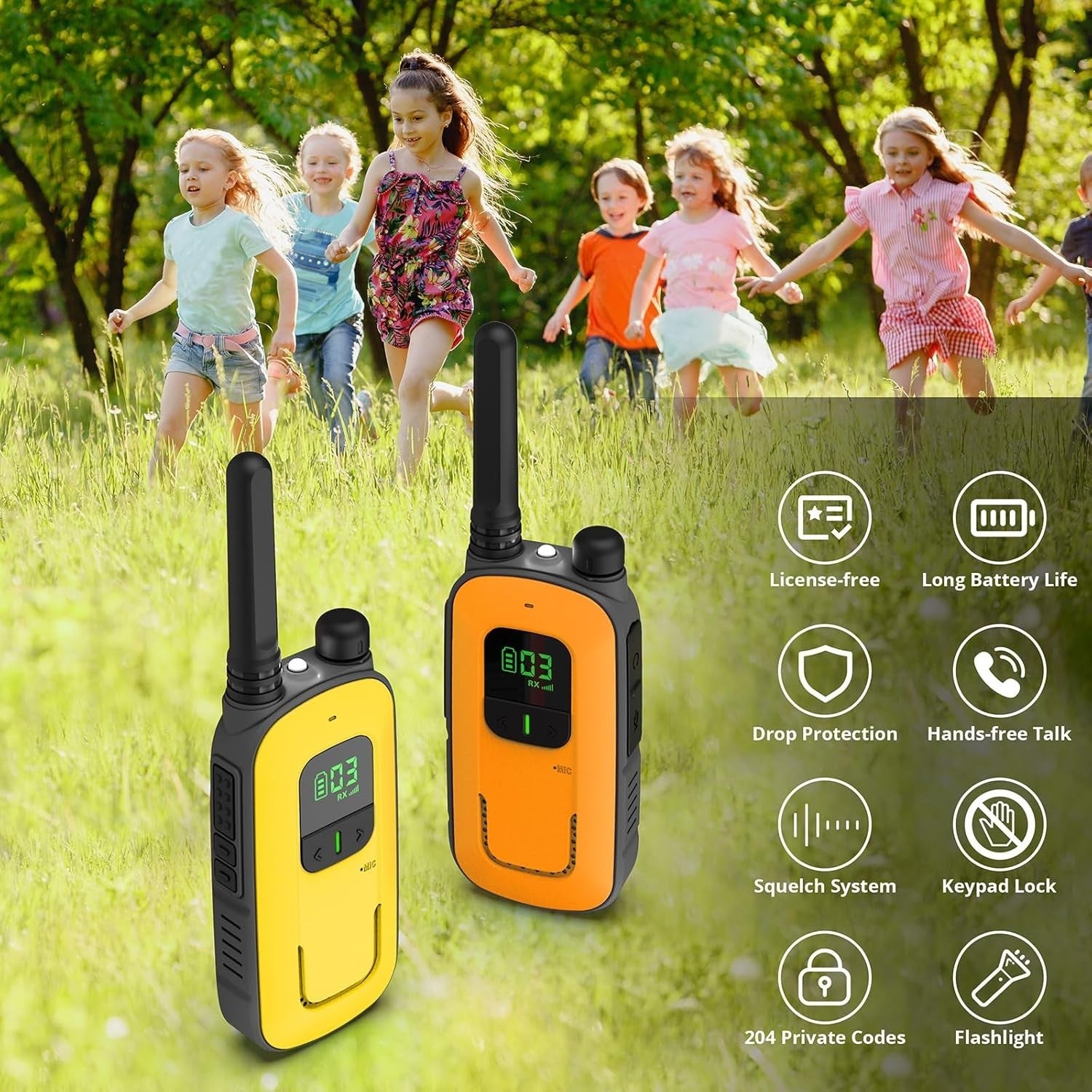 Rechargeable Walkie Talkies 2 Pack PMR446 16CH VOX Flashlight USB