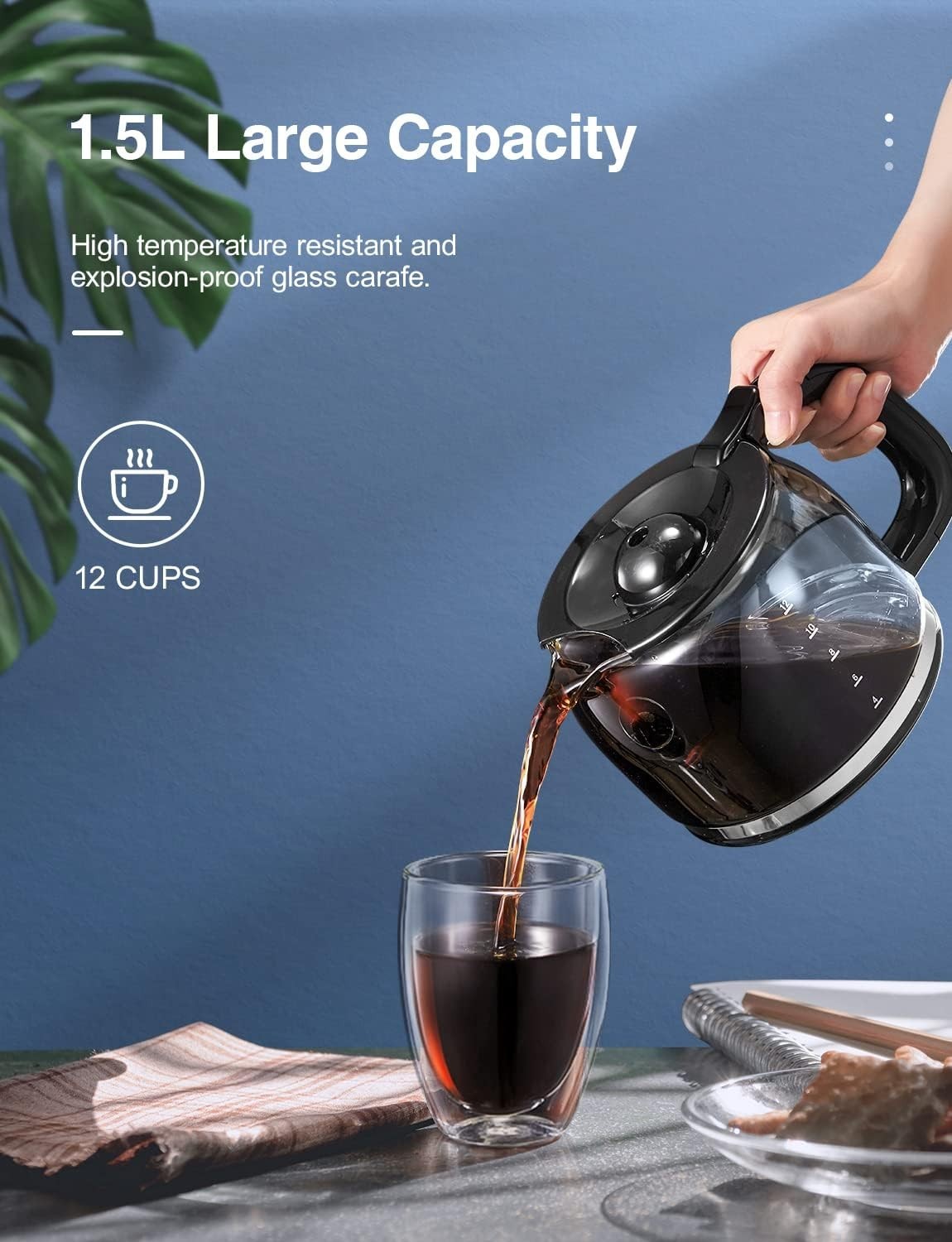 Programmable Drip Coffee Maker 1.5L Timer Anti-Drip Fast Brew 900W Machine