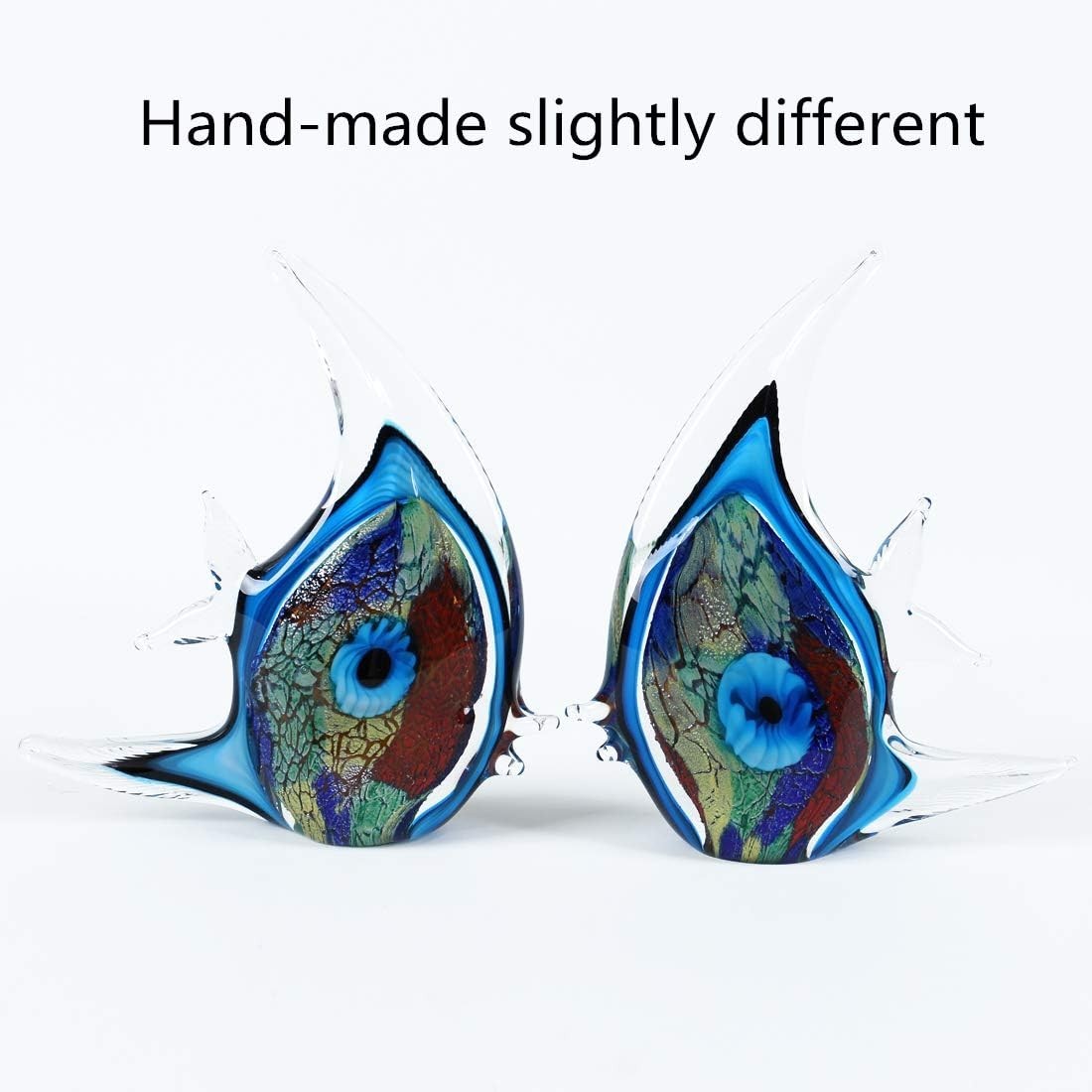 Hand Blown Glass Tropical Fish Sculpture • Colourful Art Figurine