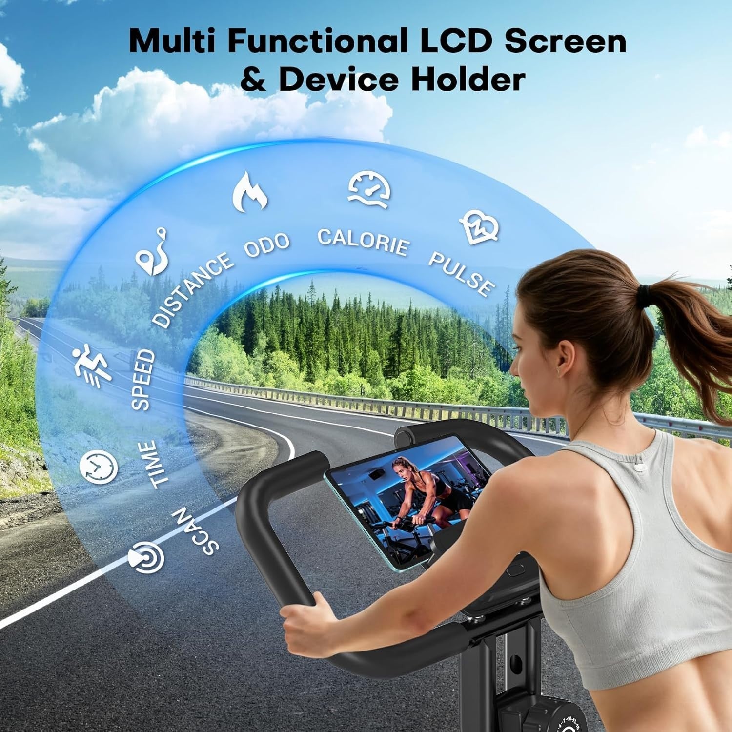 Foldable Exercise Bike 16-Level Magnetic Resistance Quiet Adjustable Fitness