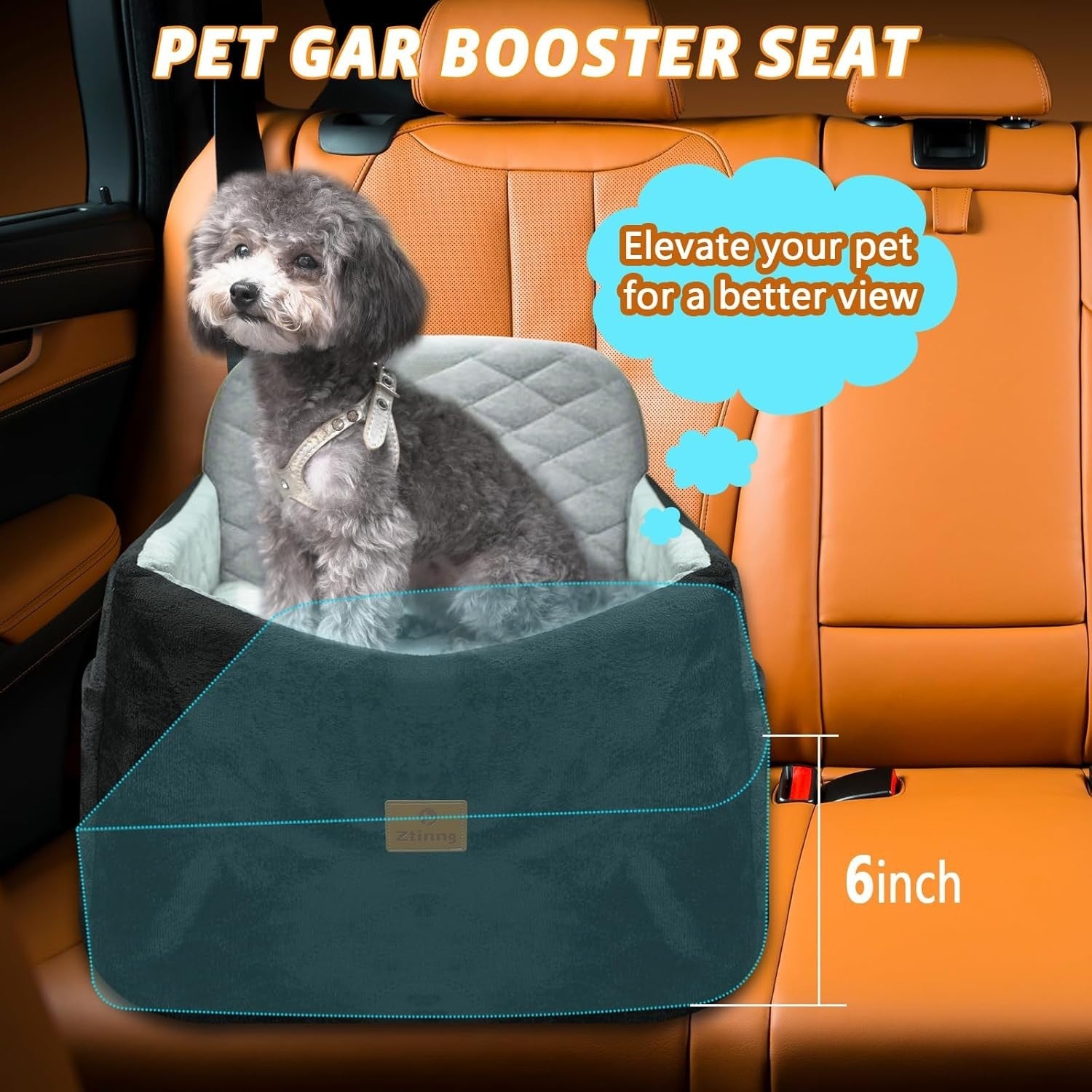 Dog Booster Seat 30lb Memory Foam Pet Travel Bed Washable Cover