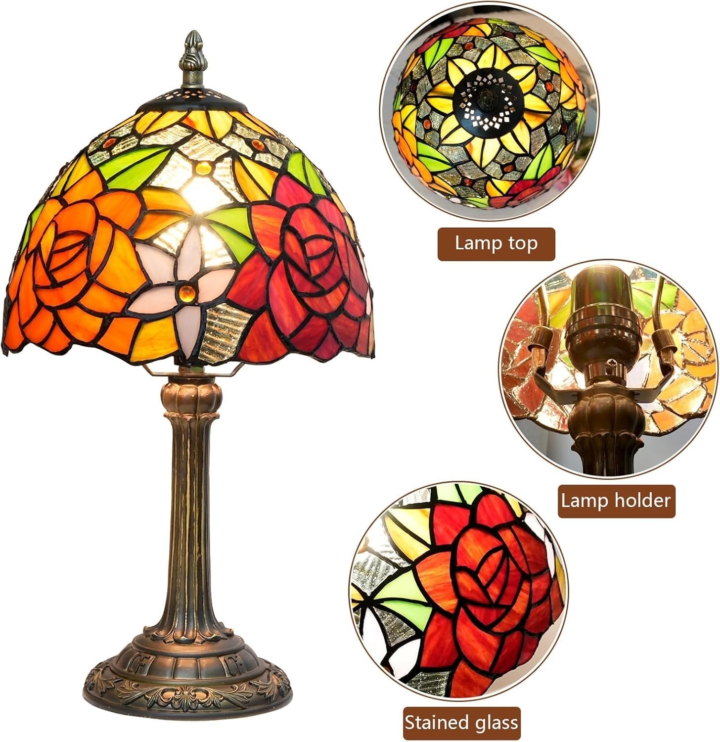 Tiffany Stained Glass Table Lamp 20x20x36cm Warm Ambient Light