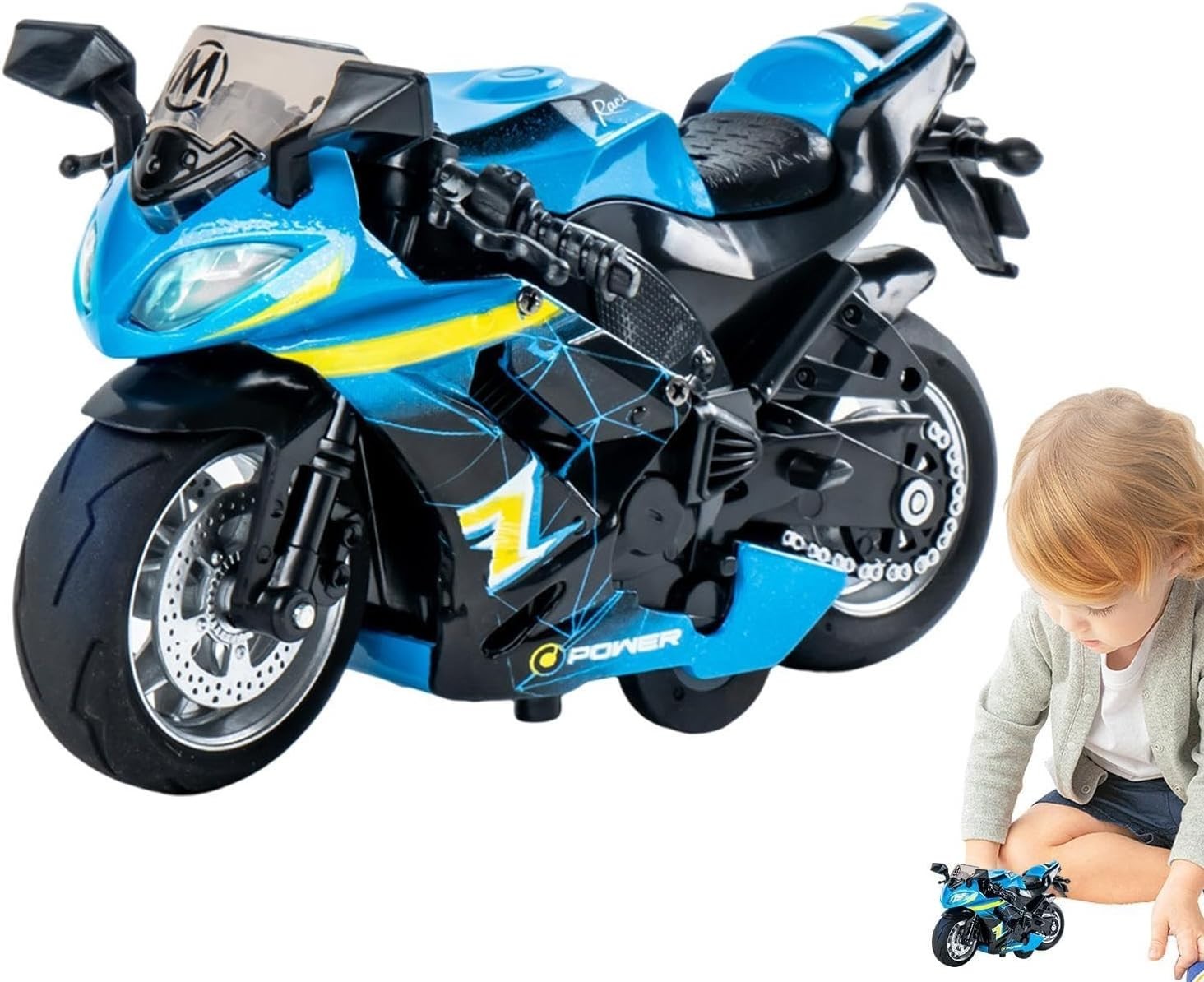 Pull Back Motorcycle Toy with Light & Sound | Durable Alloy Model for Kids