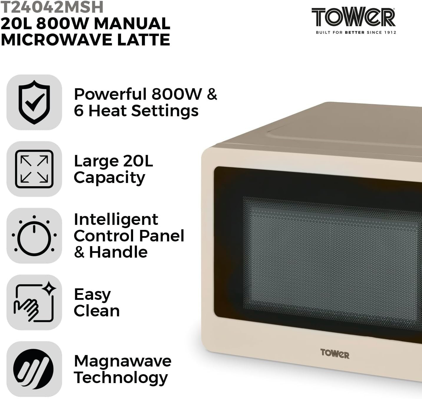 20L Microwave 800W Manual Mirror Door Latte Chrome