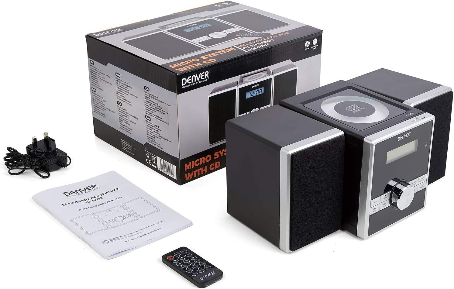 Mini HiFi Stereo System CD Player FM Radio AUX Clock Alarm Snooze Remote