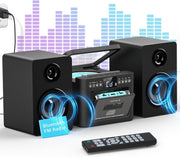 40W CD Cassette Player Hi-Fi System | Bluetooth, FM, USB, AUX, Remote Control