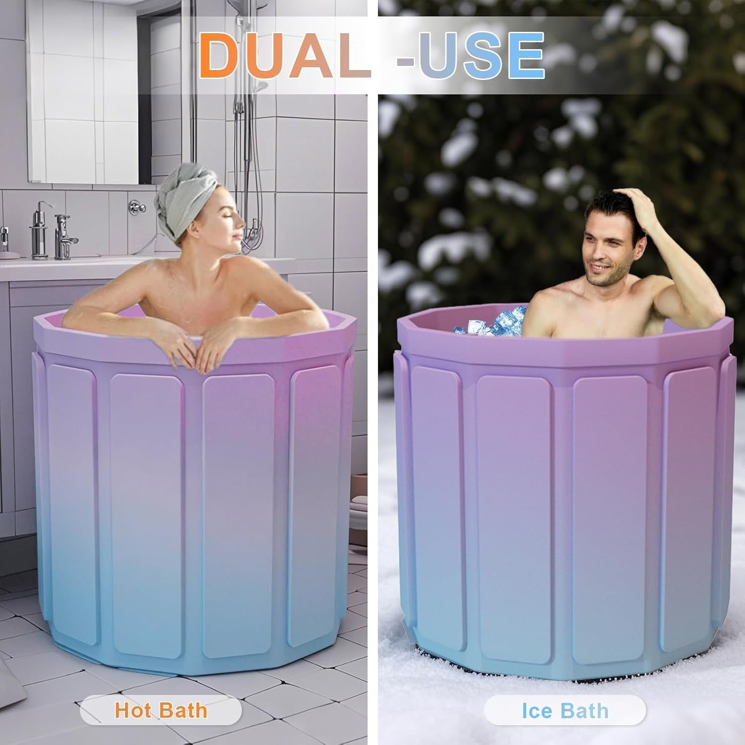 65x70cm Foldable Portable Adult Bathtub – Hot & Ice Bath, Thick Insulated
