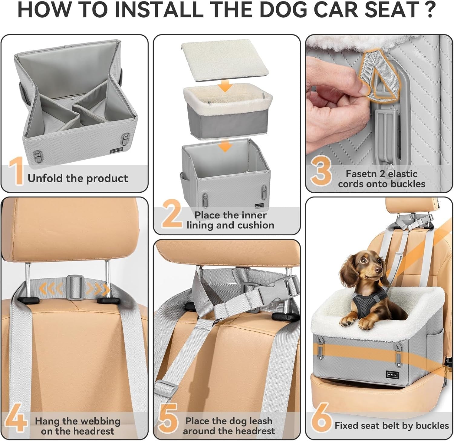 Dog Car Seat Booster Waterproof Pet Travel Bed Safety Harness 30lb