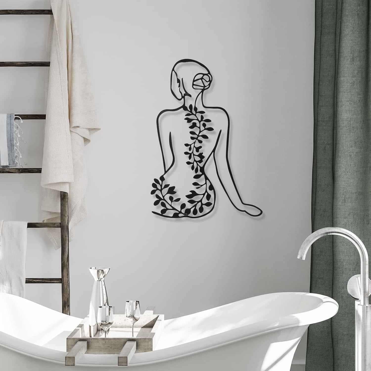 Black Metal Wall Art Set 4 Minimalist Woman Line Sculptures
