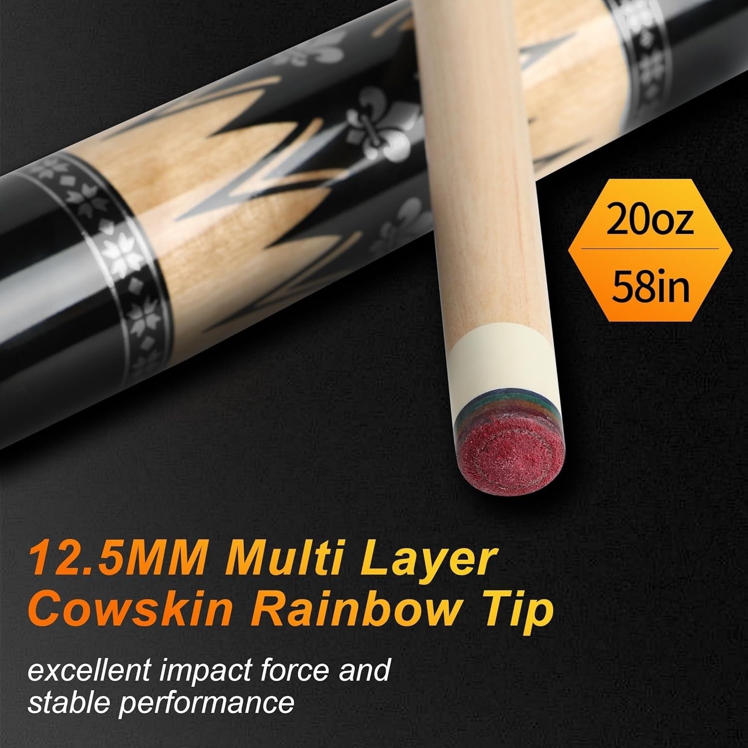 58" Adjustable Pool Cue 19oz–21oz Canadian Maple 12.5mm Pro Stick Set