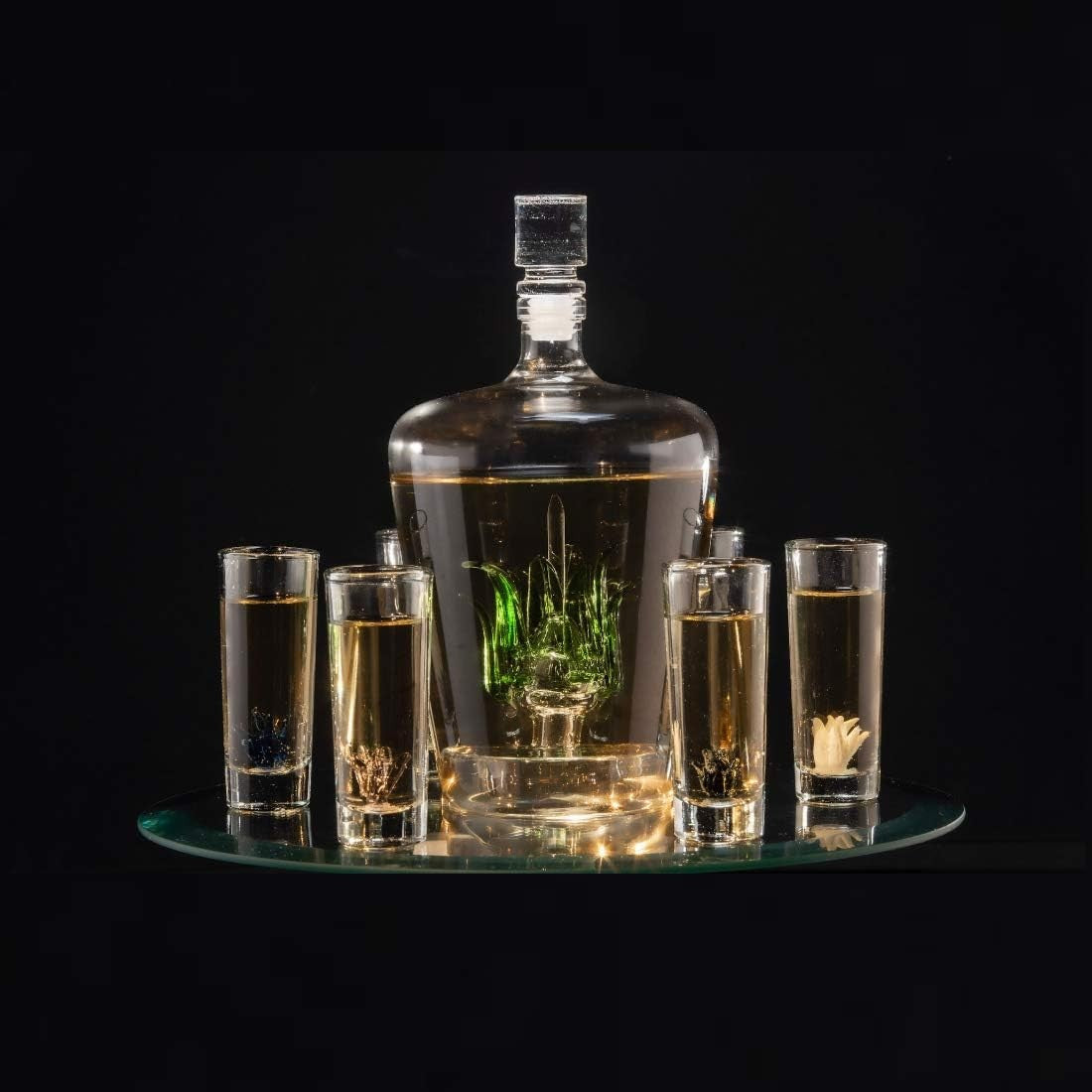 Agave Tequila Decanter Set with 6 Shot Glasses Luxury Bar Gift