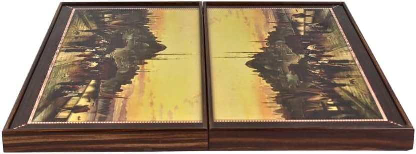 Wooden Backgammon Set 20 Inch Istanbul Design Folding Luxury Board Game