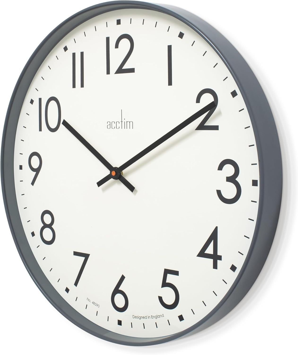 Silent Large 50cm Wall Clock - Contemporary Grey, Quartz Movement, No Tick