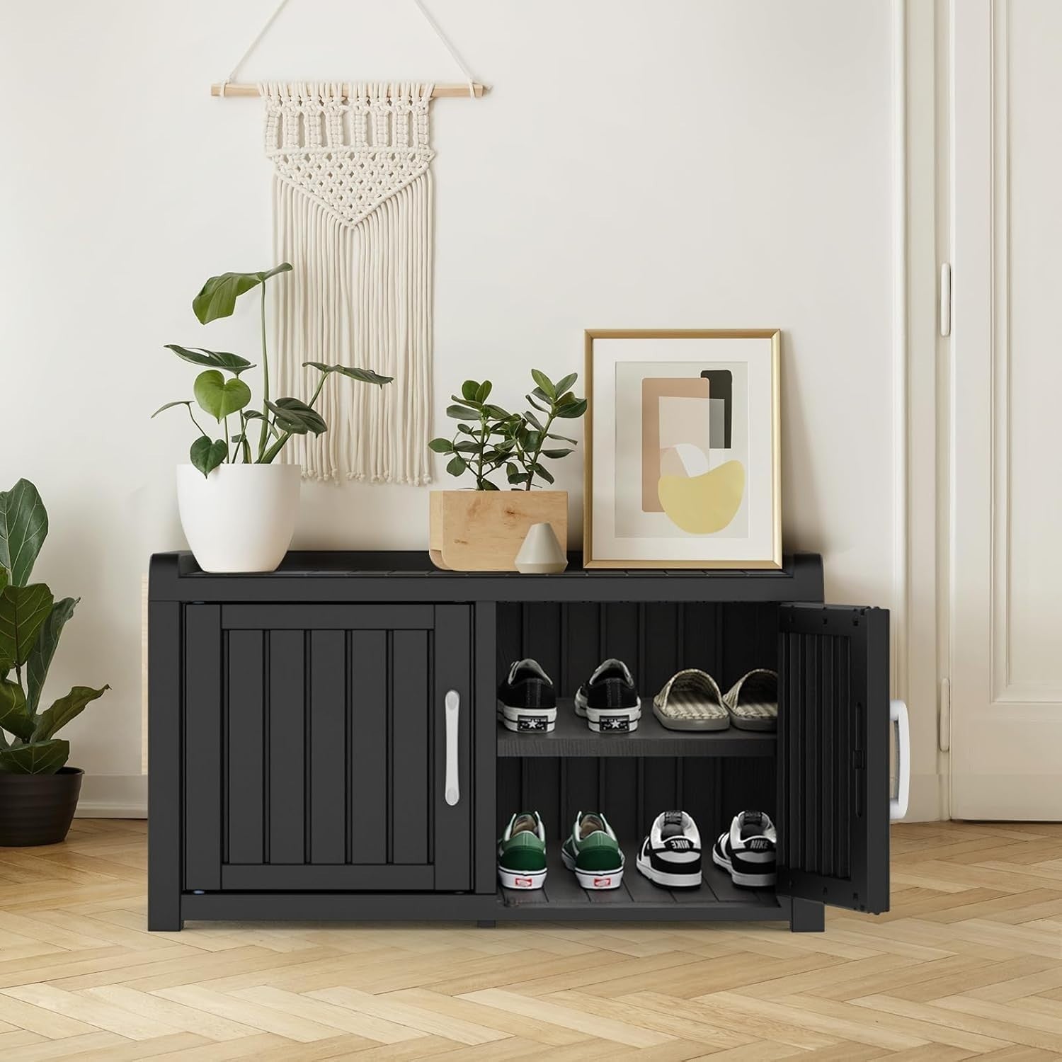 Spacious Waterproof Shoe Cabinet Bench Indoor Outdoor Storage 81x44x45.5cm