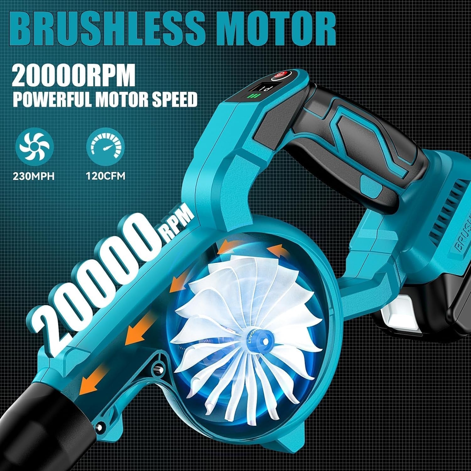 Cordless Leaf Blower Vacuum 230MPH 2-in-1 High Power Garden Cleaner Tool