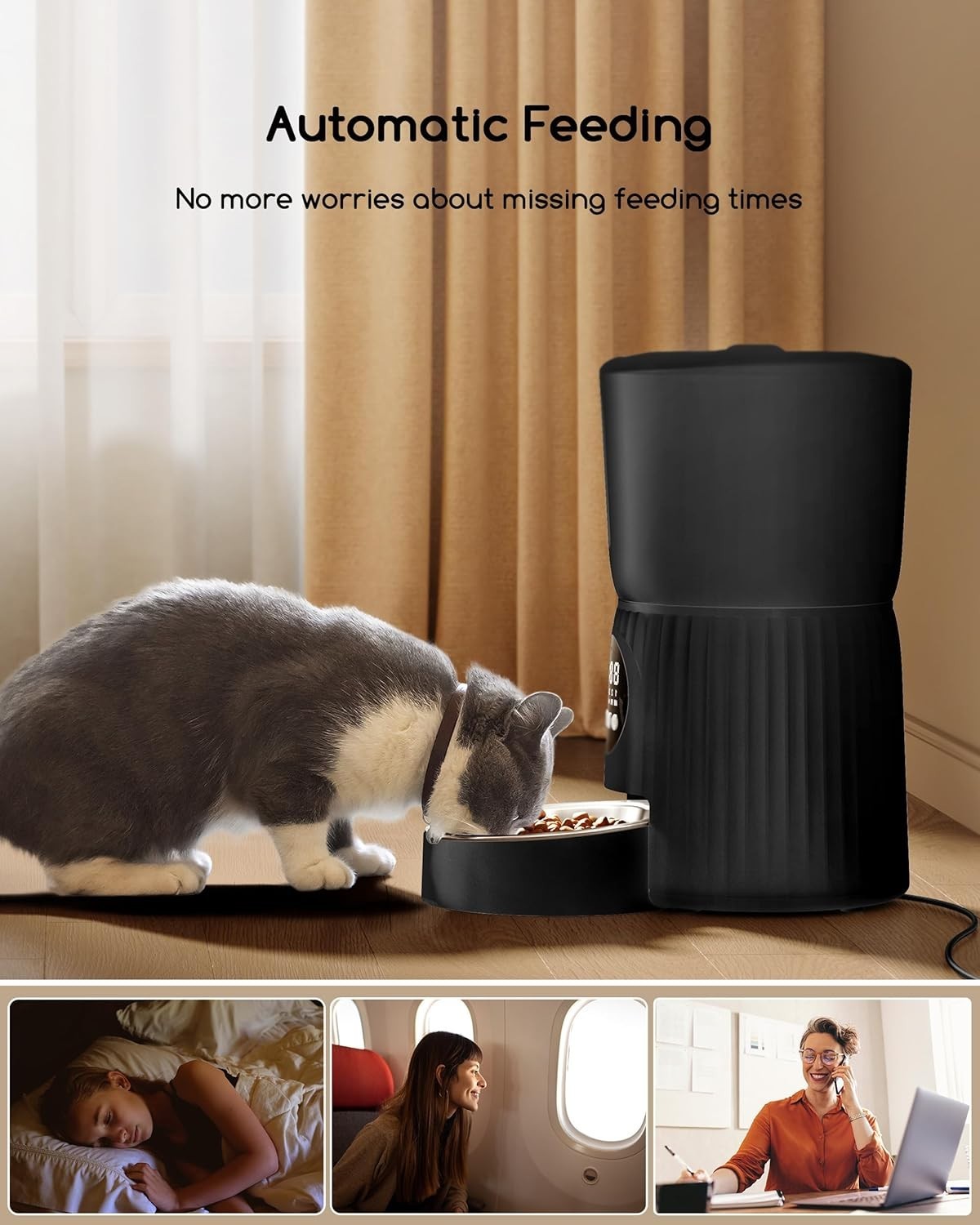 Automatic Cat Feeder 4L Timer Food Dispenser Portion Control Voice Record