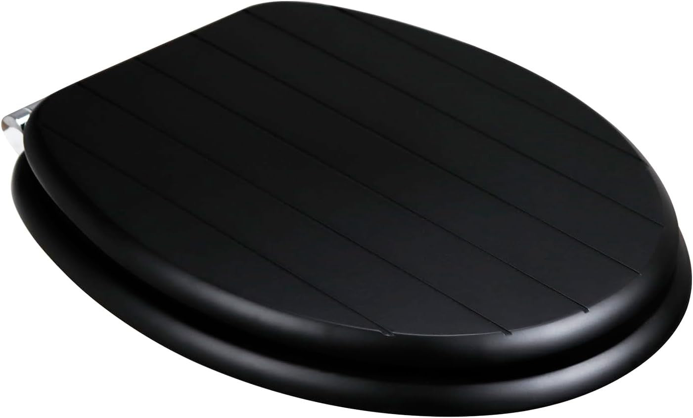 Black Wooden Toilet Seat MDF Soft Close Adjustable Hinges 43.5x37.5cm