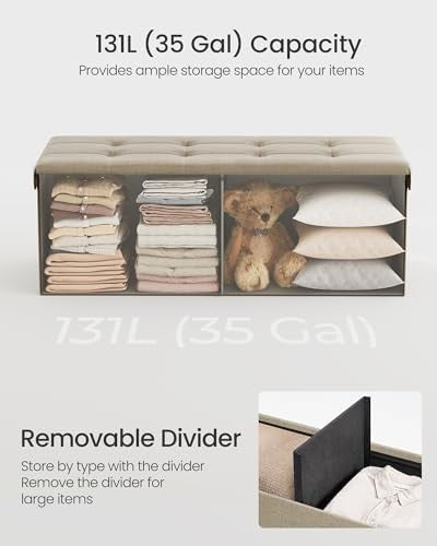 Camel Brown Storage Ottoman Bench 110cm Folding Seat Footstool End-of-Bed