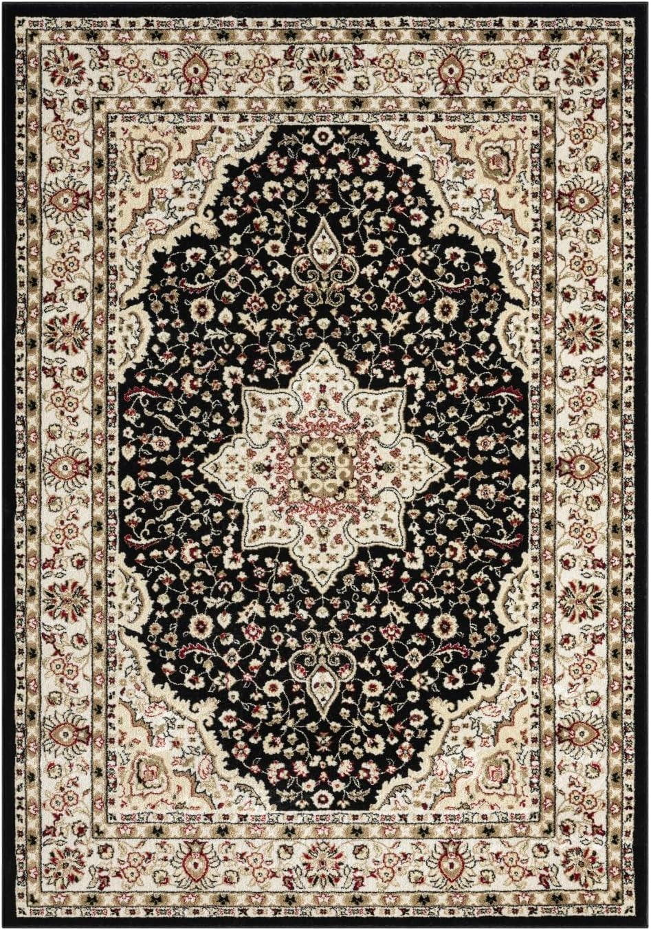 Black Vintage Runner Rug 80x300cm Non Slip Low Pile Hallway Kitchen Carpet