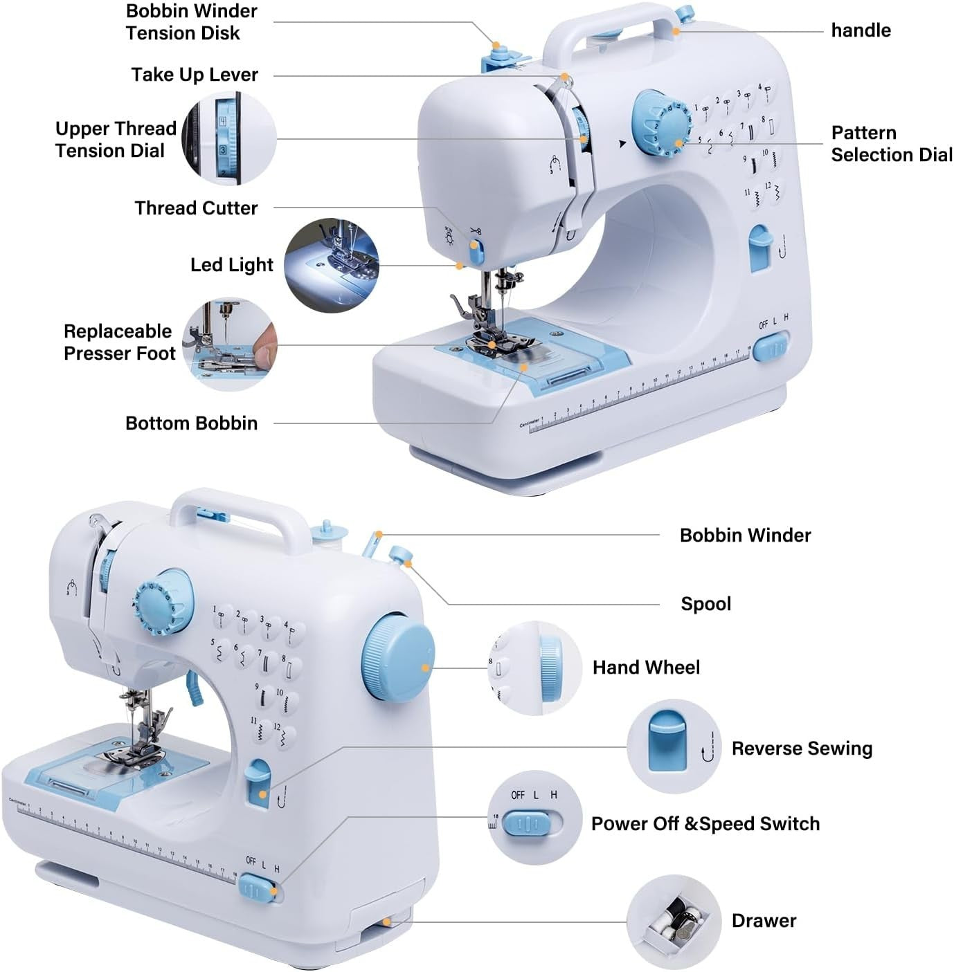 12 Stitch Sewing Machine Expansion Table Foot Pedal Beginner Kit