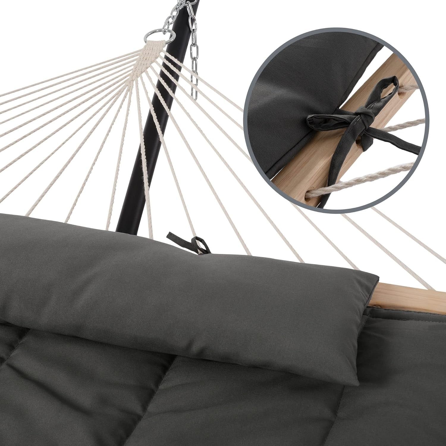Luxury 2-Person Outdoor Hammock with Stand, Quilted Pad & Pillow – 475lbs