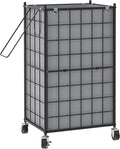 100L Rolling Laundry Hamper Grey Metal Frame with Wheels & Removable Bag