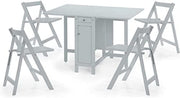 Compact Grey Dining Table Set with Foldable Chairs & Storage for Small Spaces