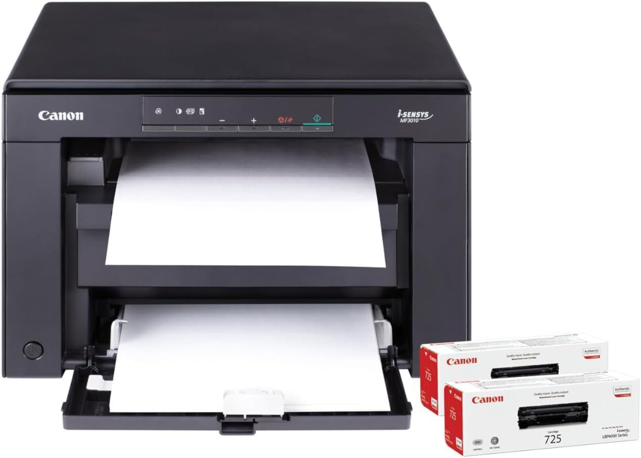 Compact Mono Laser Printer Bundle | Print, Scan & Copy, 2 Toners
