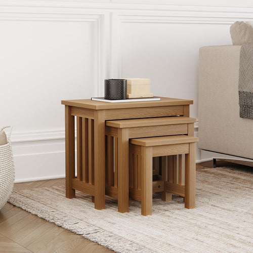 Modern Nesting Coffee Side End Tables Set of 3 Wax Ash Wood Beige DIY