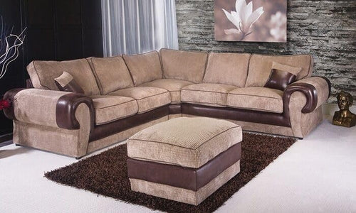 Kingsize 5-Seater L-Shape Corner Sofa Brown Mocha Fabric with Swivel Comfort