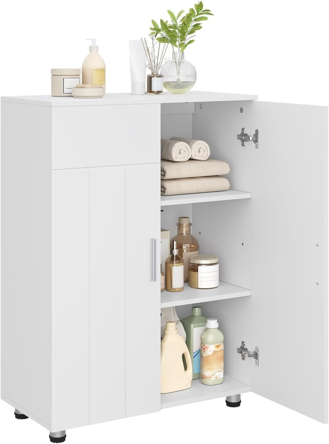 Narrow Bathroom Cabinet with Adjustable Shelves - Large Storage Organizer