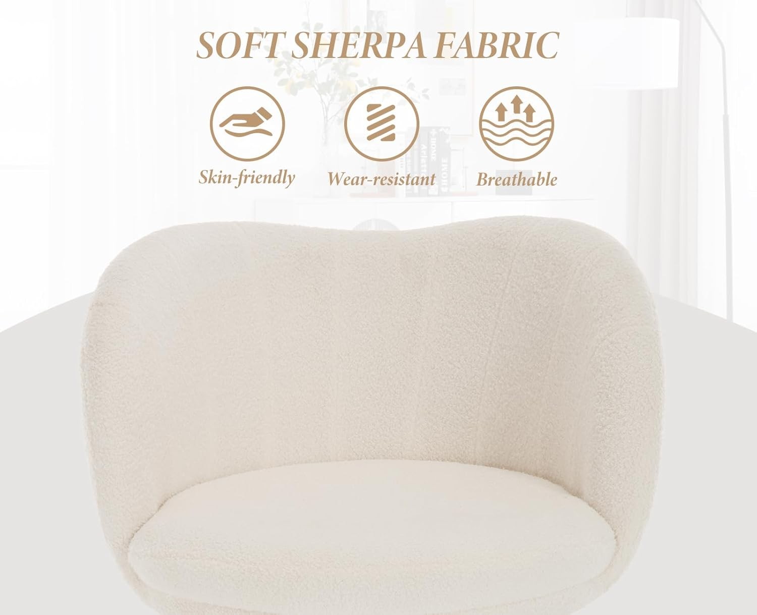 White Faux Fur Accent Chair Gold Metal Legs Tub Armchair