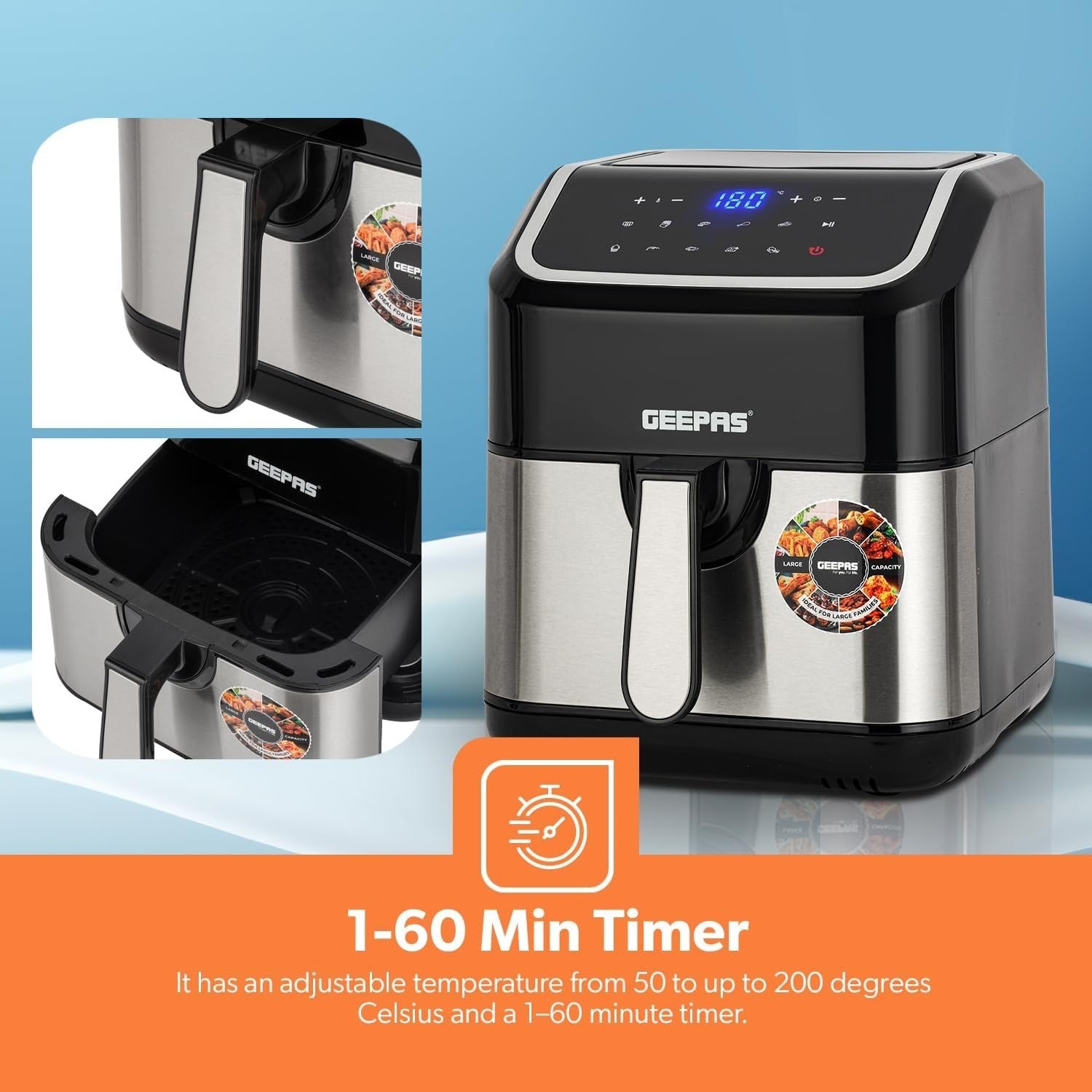 5L Digital Air Fryer Vortex Tech 10-in1 Fast Healthy Cooking LED Touchscreen