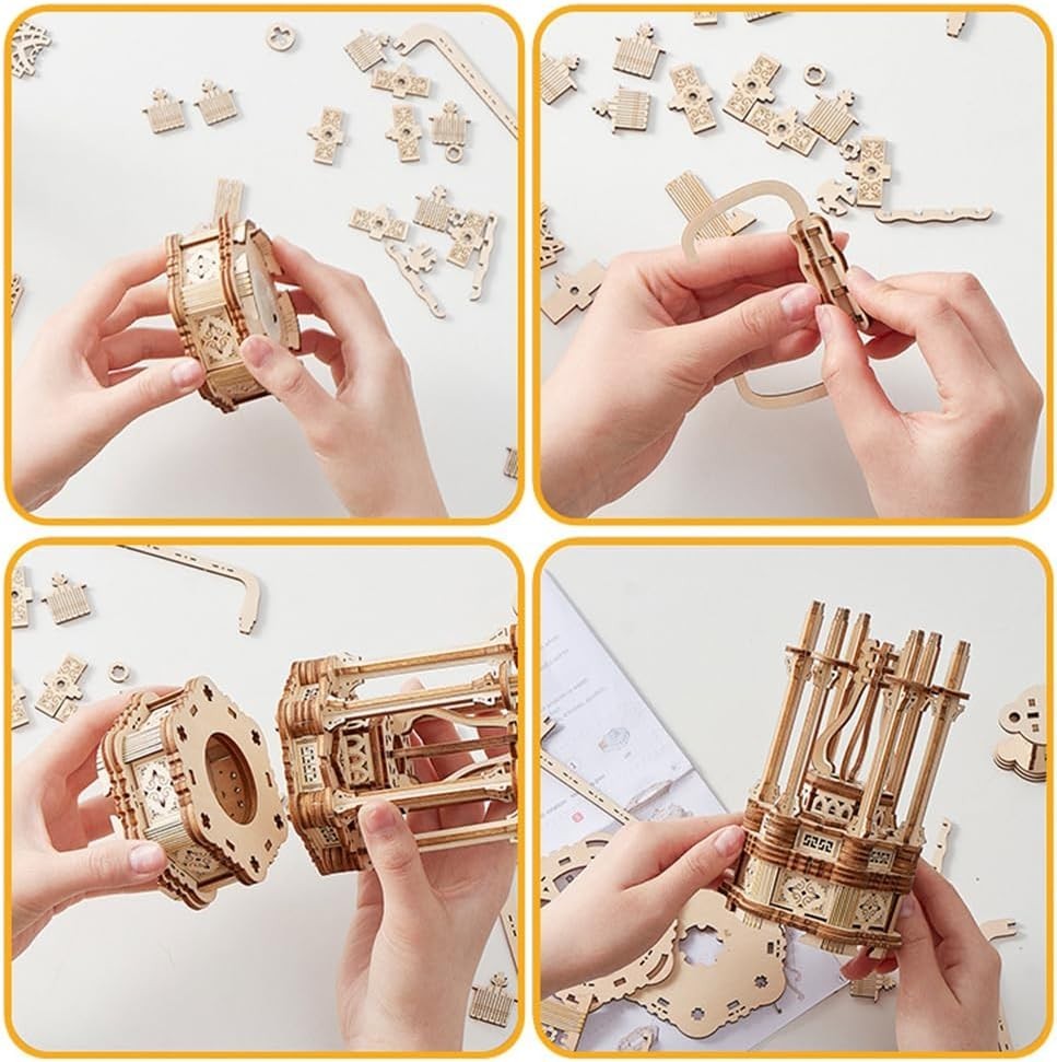 3D Wooden Lantern Puzzle Model DIY Kit – No Glue, Skill-Building Craft