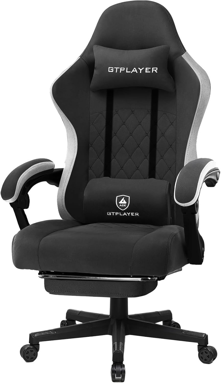 Gaming Chair PC Racing Seat Suede Fabric Tall Adult Recliner Office Desk Swivel