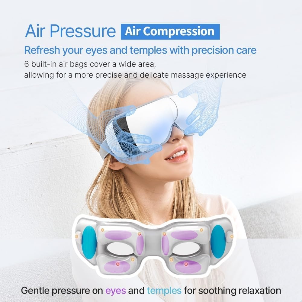 Heated & Cooling Eye Massager Airbag Vibration Bluetooth Sleep Aid