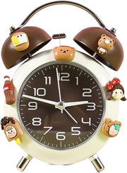 Cute Silent Alarm Clock for Heavy Sleepers Kids Students Retro Bell Design