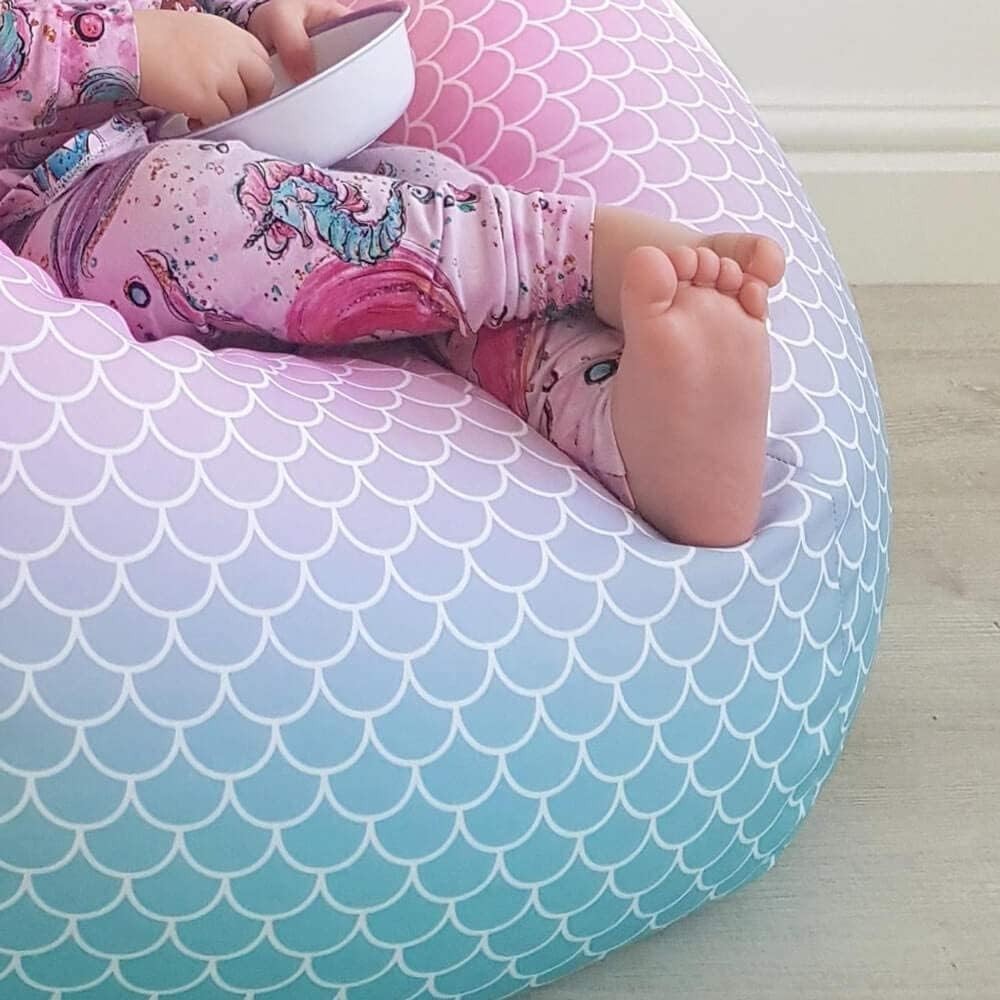 Kids Mermaid Bean Bag Chair Ombre Washable Seat Comfy Room Decor