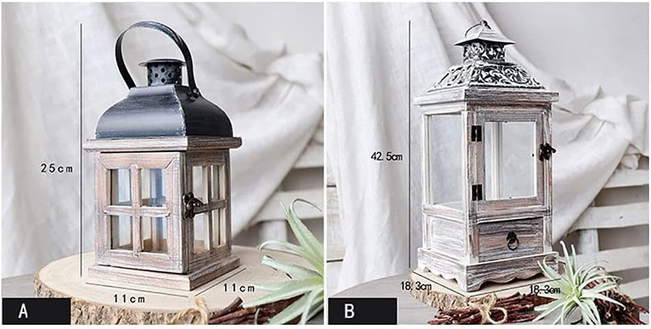 Handmade Retro Decorative Lantern Metal Candle Holder for Garden Porch Table