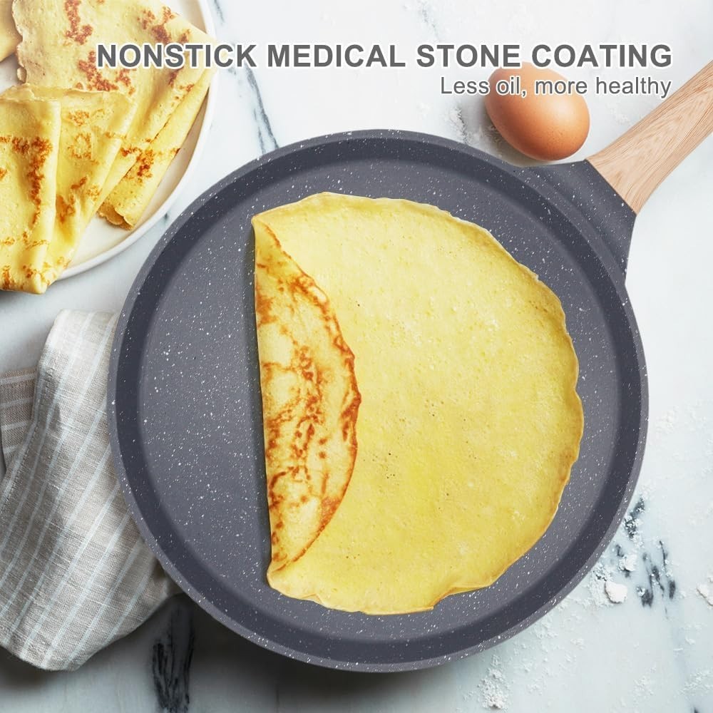 Non Stick Crepe Pan 20cm Cast Aluminium Skillet Induction Compatible Black