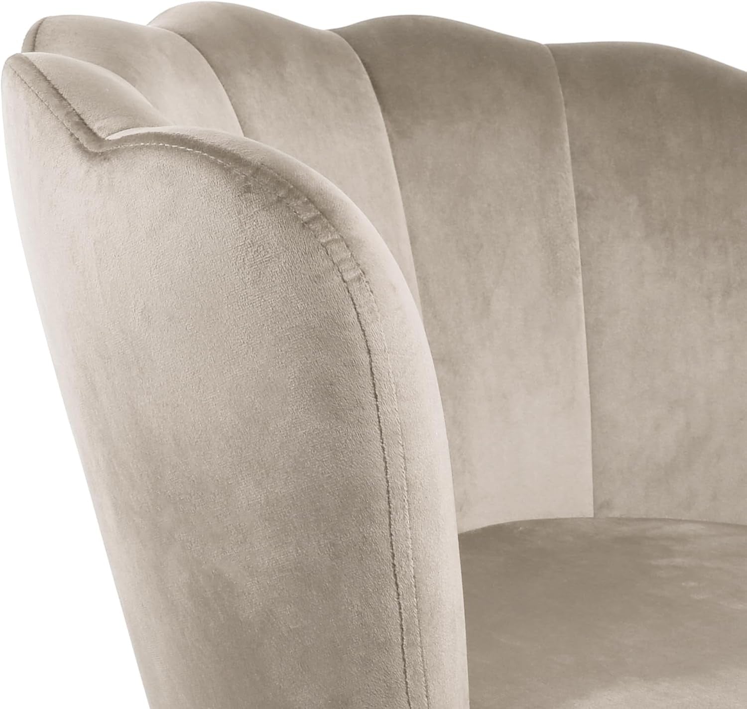 Elegant Taupe Velvet Accent Tub Chair Petal Back Armchair Metal Legs