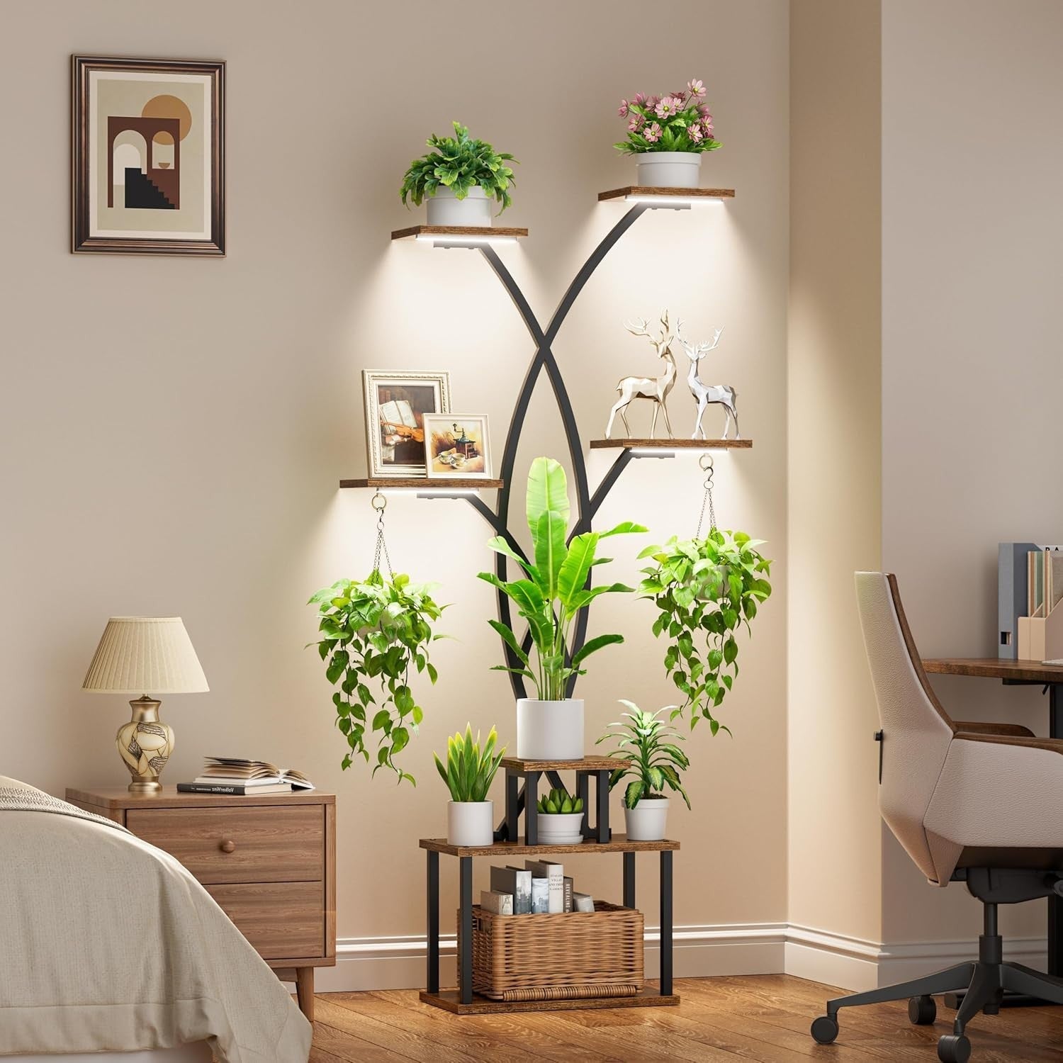 7-Tier Tall Metal Plant Stand with Grow Lights | 167cm Indoor Outdoor Shelf