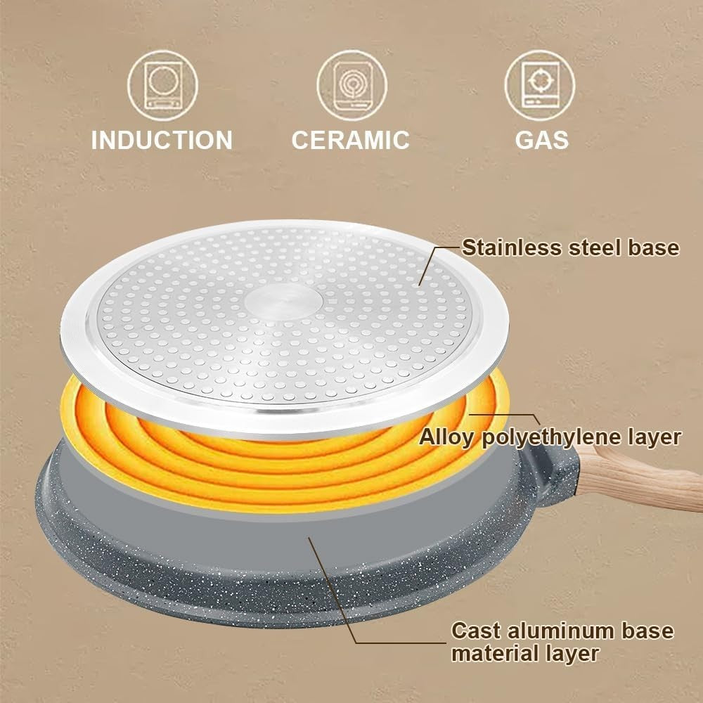Non Stick Crepe Pan 20cm Cast Aluminium Skillet Induction Compatible Black