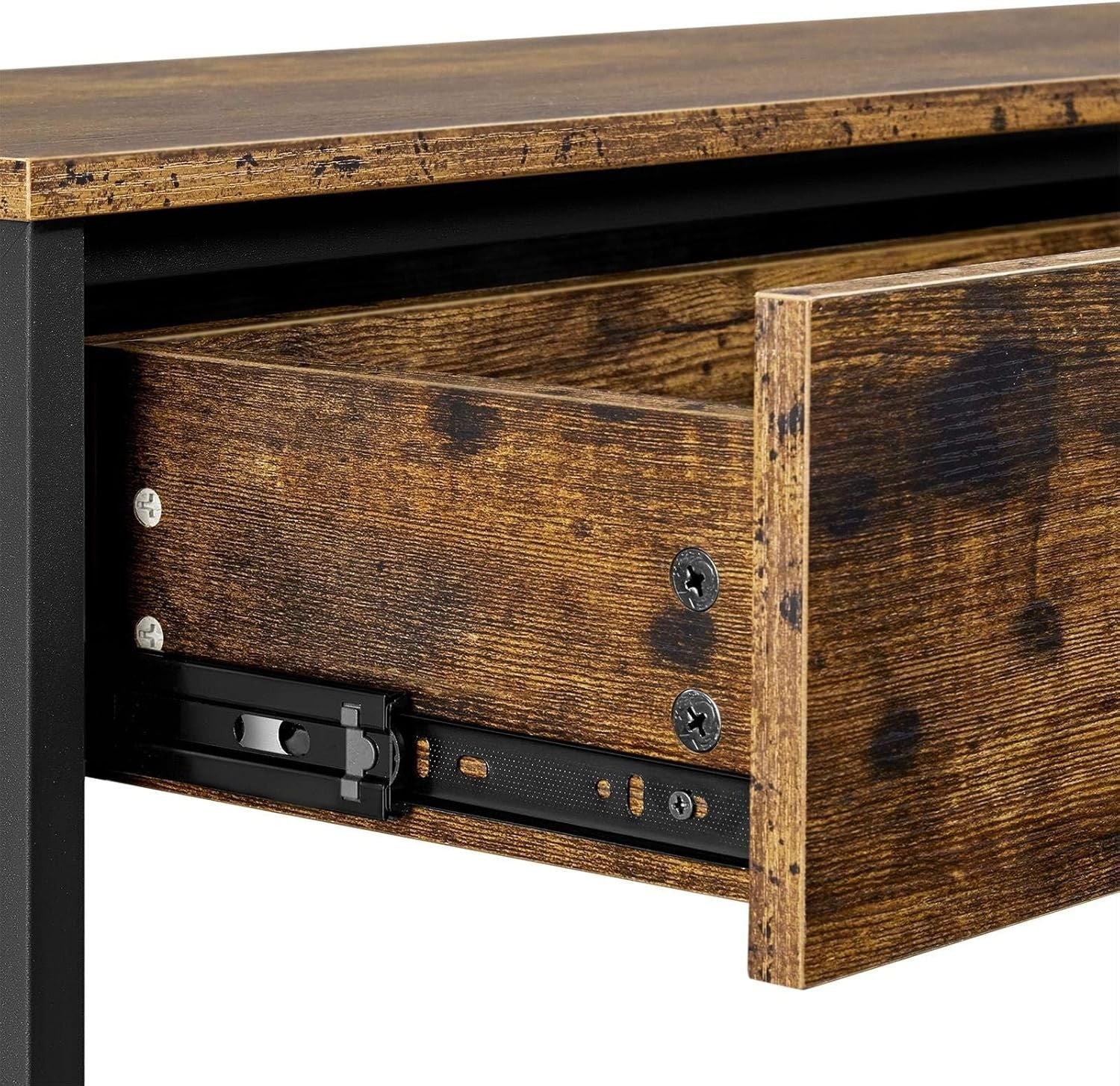 Industrial Console Table with Drawer & 2 Shelves, 100x29.5x81cm, Rustic Brown