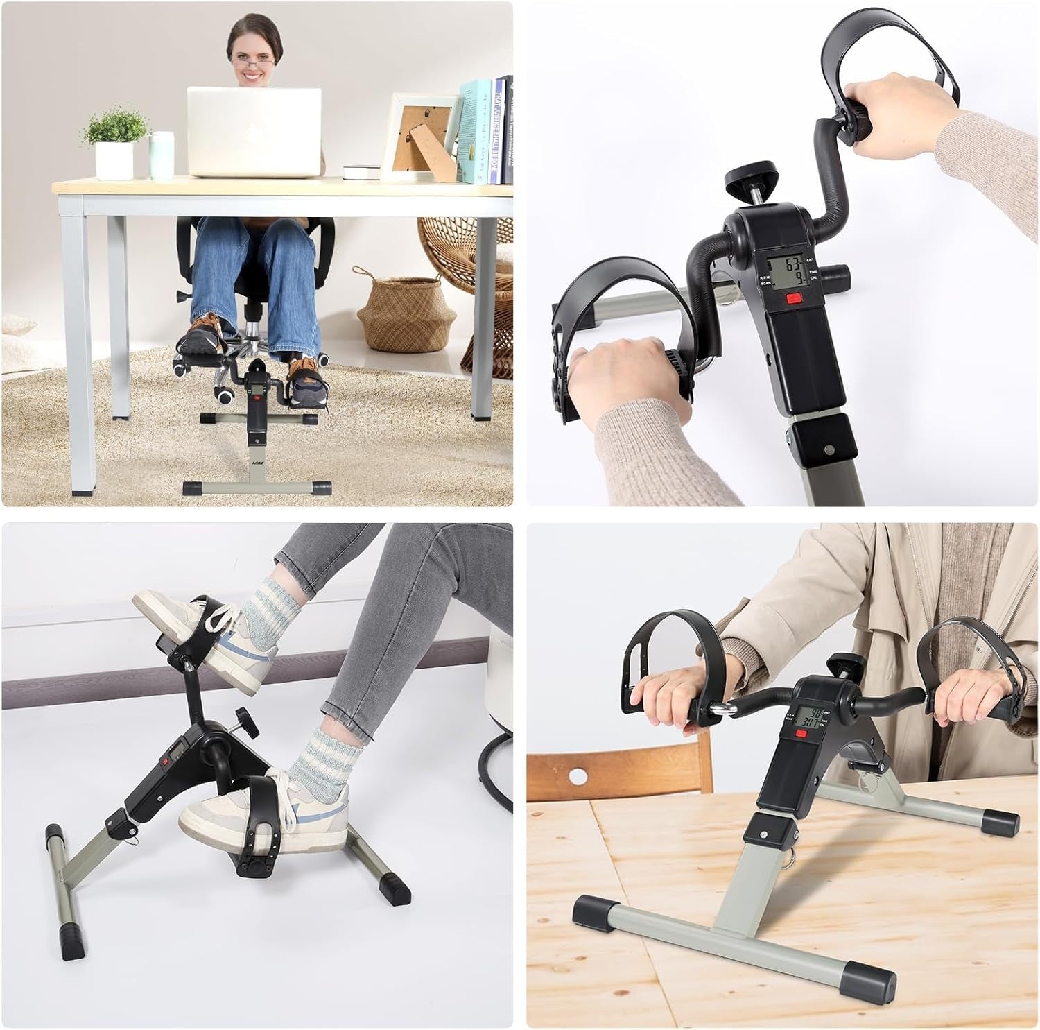Under Desk Pedal Exerciser LCD Adjustable Resistance Non Slip