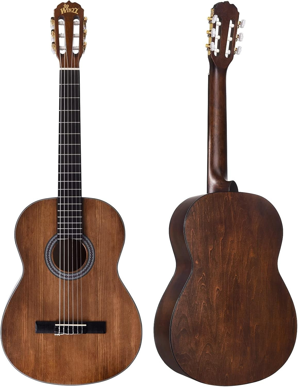 4/4 Full Size Classical Guitar 39in Spanish Nylon String Kit Brown