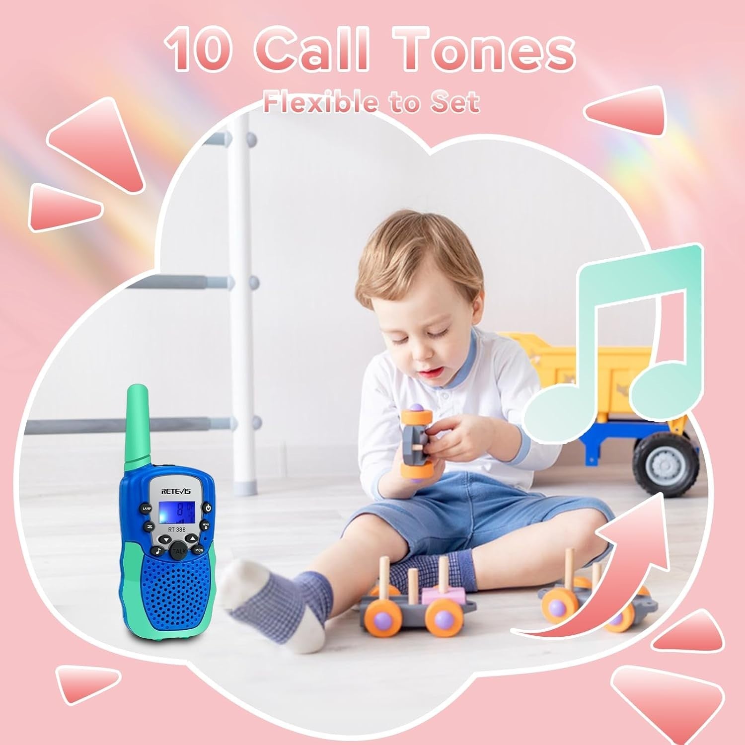 Kids Walkie Talkie VOX Flashlight Clear Sound Outdoor Toy Gift Blue